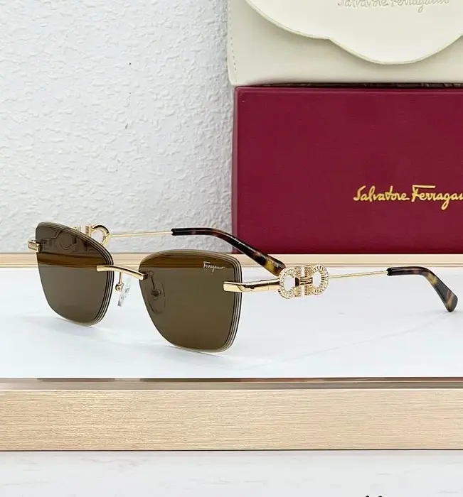 Ferragamo Crystal Gancini Rimless Sunglasses In Different Colors