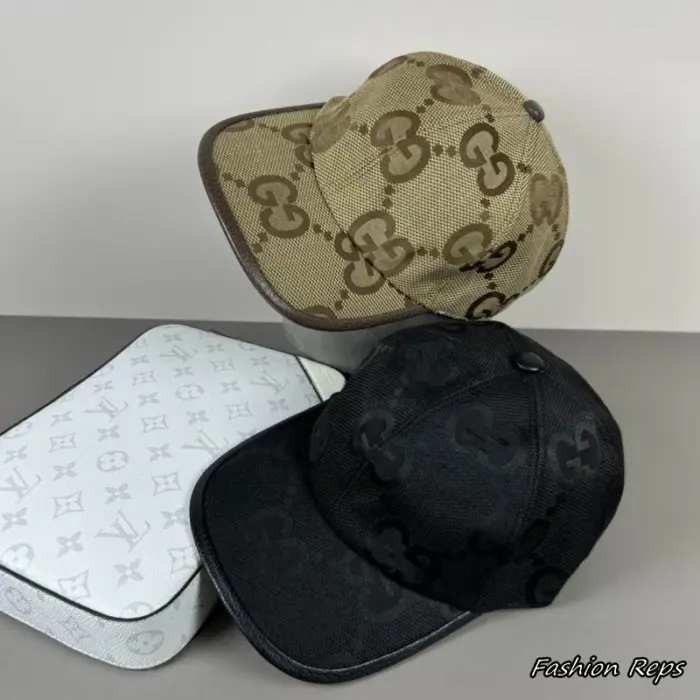 Gucci Jumbo GG Canvas Baseball Cap With Leather Trim In 2 Colors