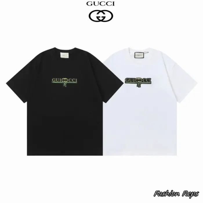 Gucci Interlocking G Ribbon Logo T Shirt T Shirt In 2 Colors