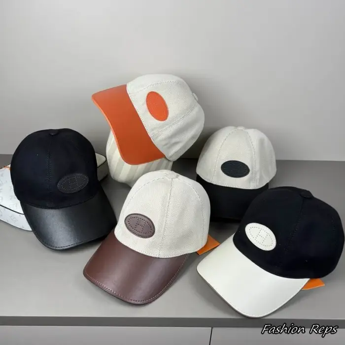 Hermès Miles Oval H Leather Patch Canvas & Calfskin Baseball Cap In Multiple Colors