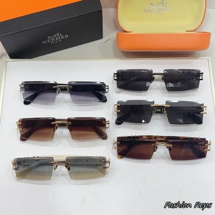 Hermès Rimless Rectangular Sunglasses In Different Colors