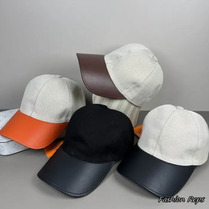 Hermès Leather Visor Micro Pattern Canvas Baseball Cap In Multiple Colors