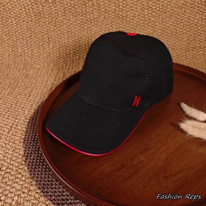 Hermès Nevada Side "H" Embroidered Canvas Baseball Black Cap