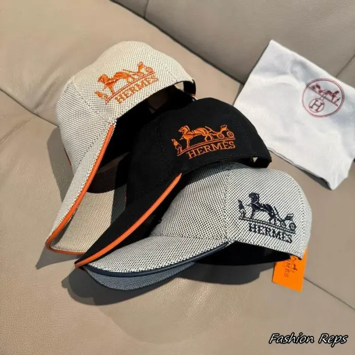 Hermès Large Embroidered Front "H" Logo Micro Pattern Canvas Baseball Cap In Multiple Colors