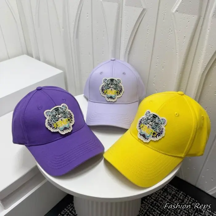 Kenzo Luxury Canvas Tiger Head Motif Cap in Multiple Colors