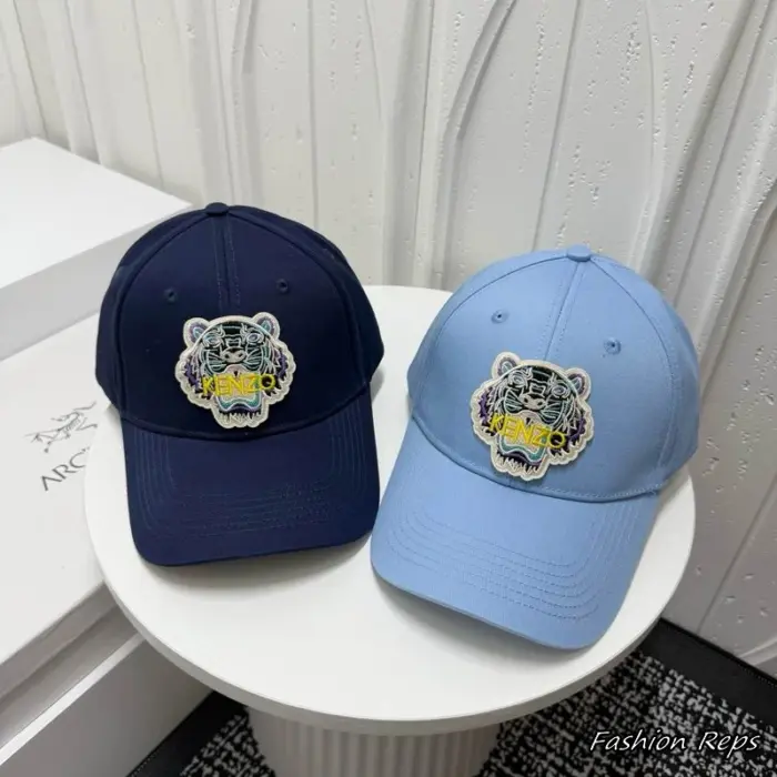 Kenzo Iconic Tiger Crest Patch Canvas Baseball Cap in 2 Colors