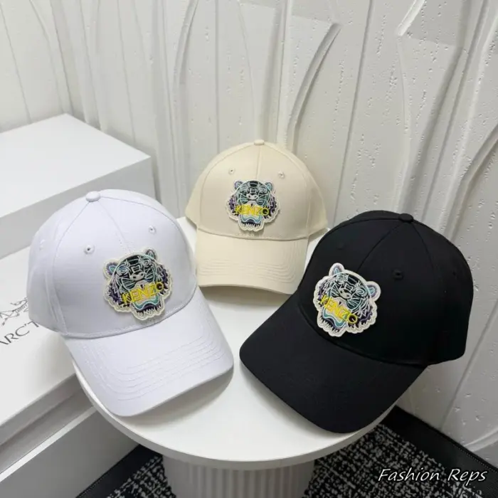 Kenzo Iconic Tiger Crest Curved Brim Cap in Multiple Colors