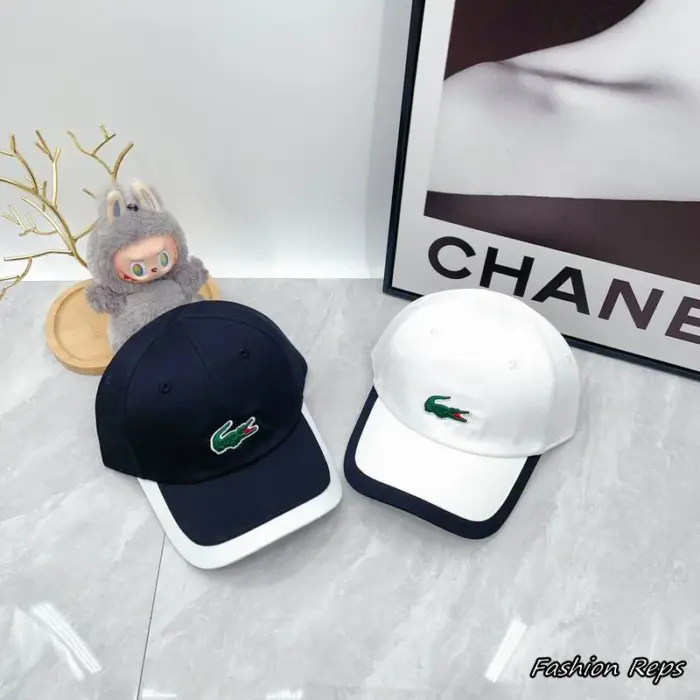 Lacoste Two Tone Contrast Piping Canvas Baseball Cap in 2 Colors