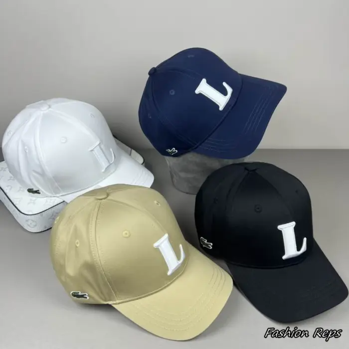 Lacoste Initial Letter "L" Embroidered Canvas Baseball Cap in Multiple Colors