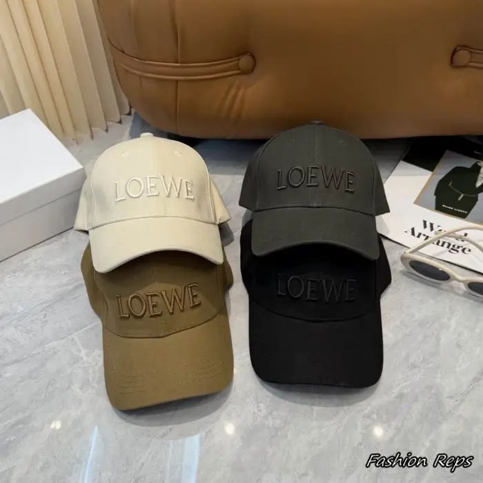 Loewe Straight Block Text 3D Embroidered Canvas Baseball Cap in Multiple Colors