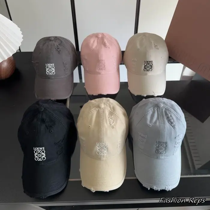 Loewe Embroidered Anagram Logo Distressed Washed Canvas Baseball Cap in Multiple Colors