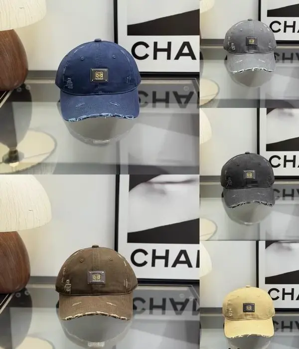 Loewe Distressed Raw Edge Metal Anagram Plaque Canvas Baseball Cap in Multiple Colors