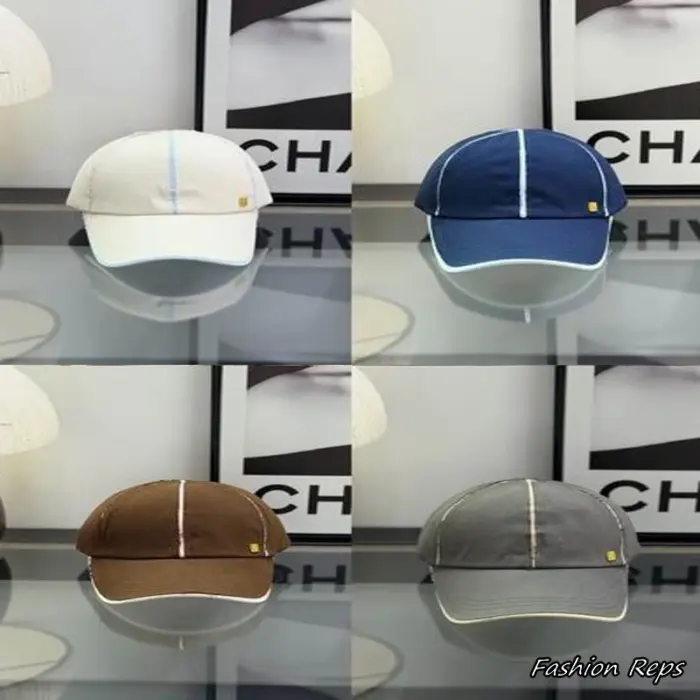 Loewe Anagram Metal Tag Center Stripe & Contrast Piped Canvas Baseball Cap in Multiple Colors