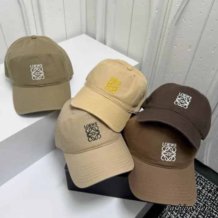 Loewe Earth Tone Embroidered Anagram Logo Baseball Cap in Multiple Colors