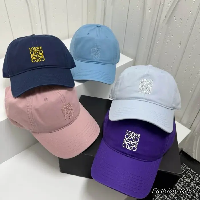 Loewe High End Anagram Logo Canvas Curved Brim Cap in Multiple Colors