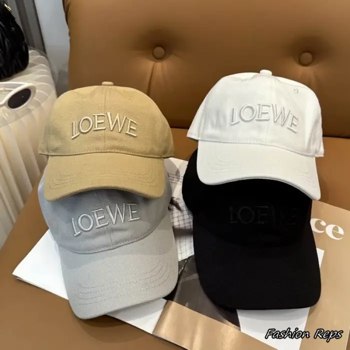 Loewe Arched Text Embroidered Canvas Baseball Cap in Multiple Colors