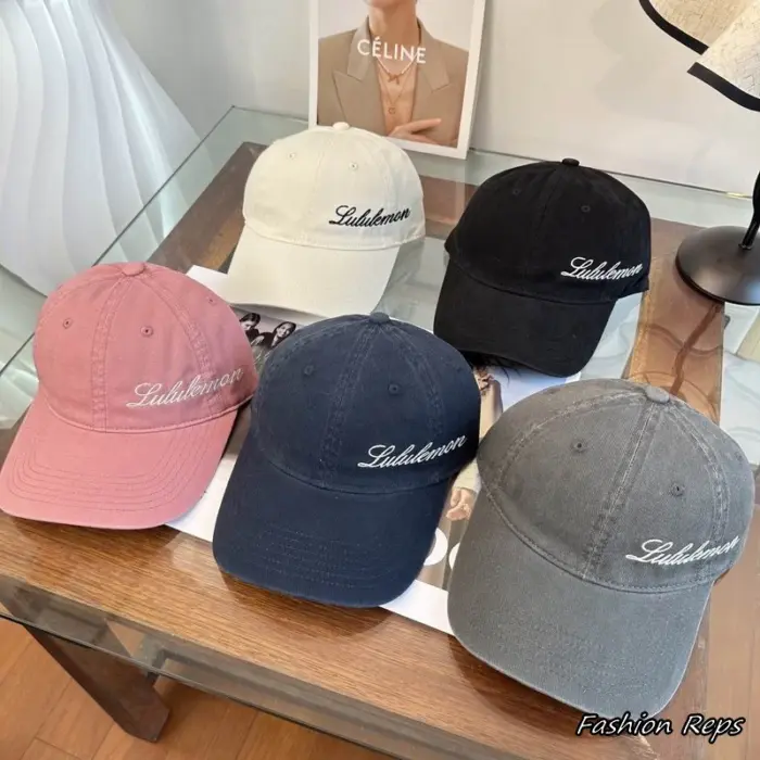 Lululemon Cursive Script Embroidered Logo Washed Canvas Baseball Cap in Multiple Colors