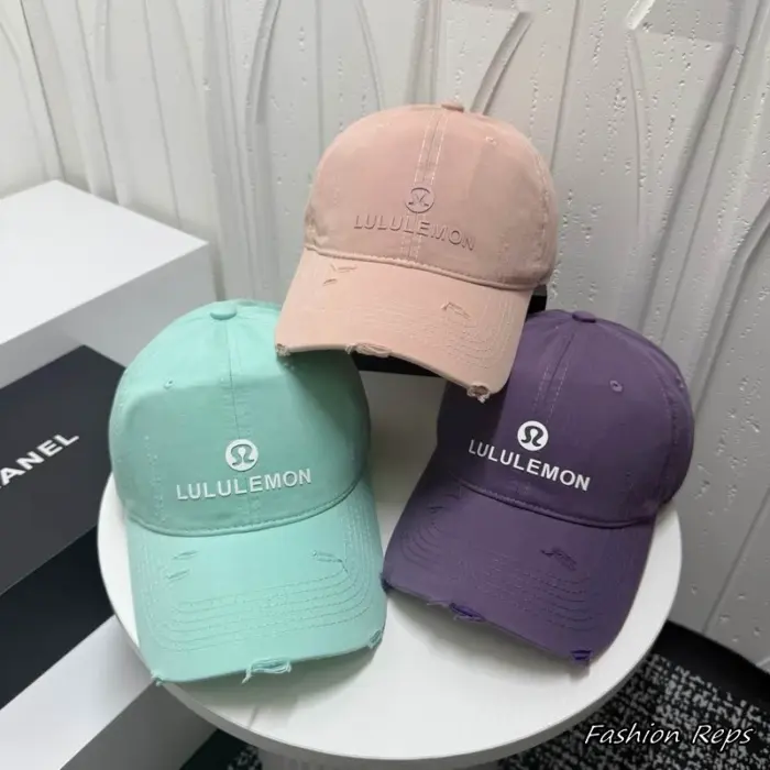 Lululemon Distressed Omega & Block Text Baseball Cap in Multiple Colors