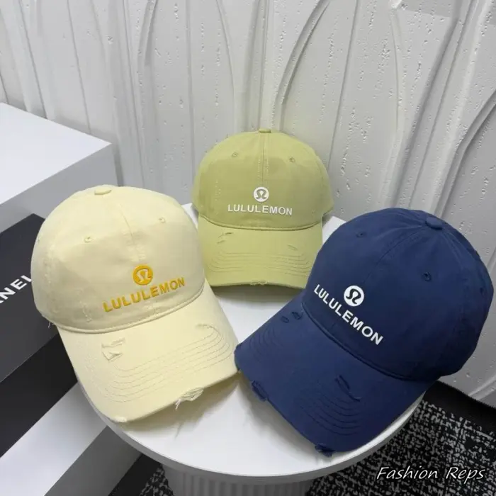 Lululemon Distressed Canvas Omega & Block Letter Embroidered Baseball Cap in Multiple Colors