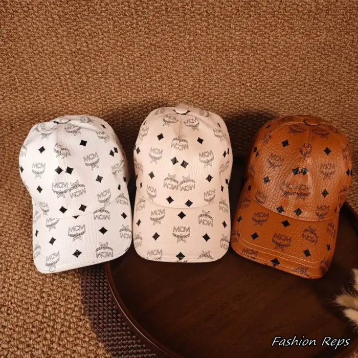 MCM Classic Cognac Visetos Monogram Baseball Cap In Multiple Colors