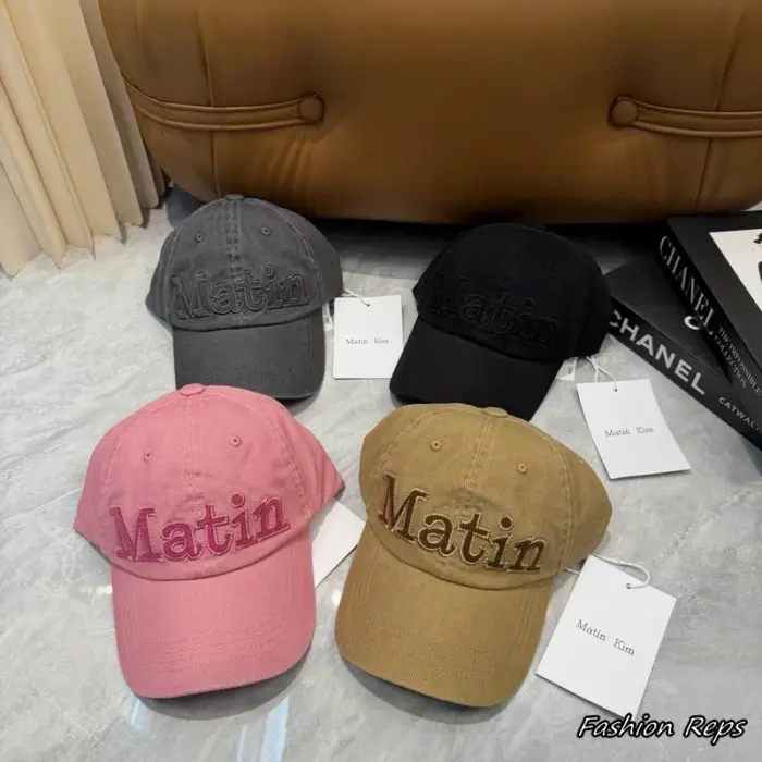 Matin Kim Casual 3D Serif Embroidered Baseball Cap in Multiple Colors