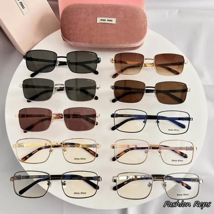 Miu Miu Logo Metal Rectangle Sunglasses In Different Colors