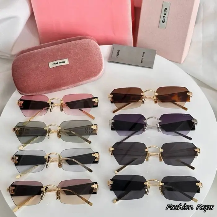 Miu Miu Logo Rimless Geometric Sunglasses In Different Colors