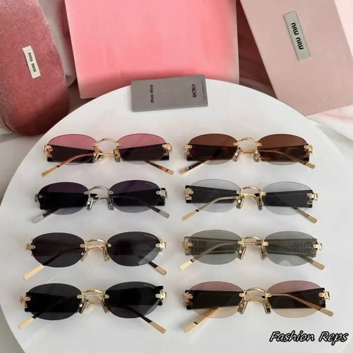 Miu Miu Logo Rimless Oval Sunglasses In Different Colors