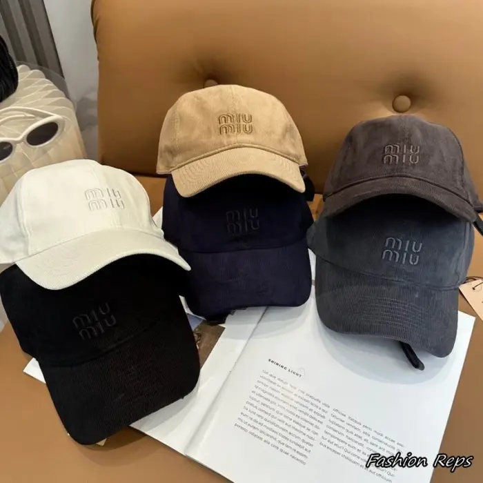 Miu Miu Embroidered Corduroy Baseball Cap In Multiple Colors