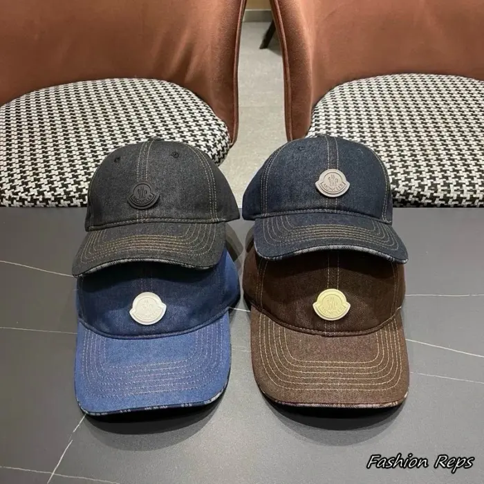Moncler Rubber Silicon Logo Patch Denim Baseball Cap In Multiple Colors