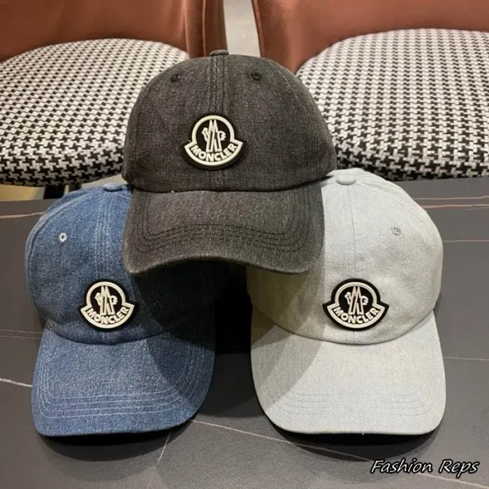 Moncler Silicone Logo Patch Denim Baseball Cap In Multiple Colors