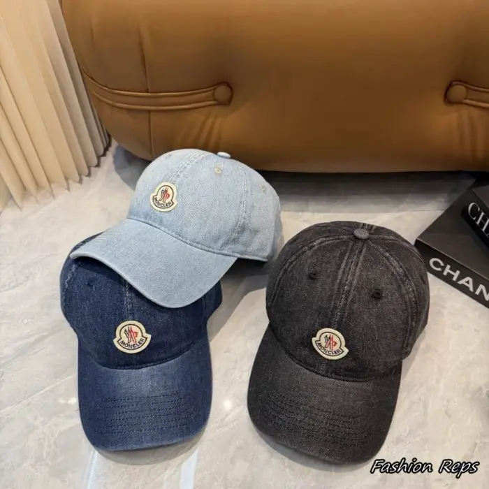 Moncler Denim Felt Logo Patch Baseball Cap In Multiple Colors