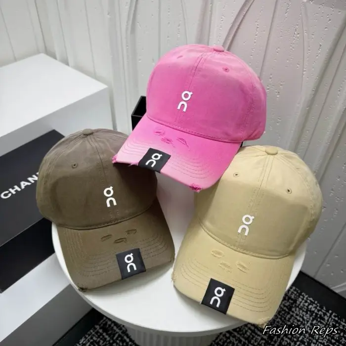 On Running Distressed Logo Patch Baseball Caps In Multiple Colors