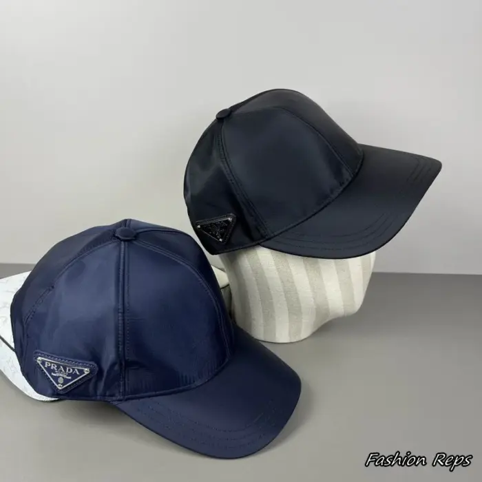 Prada Re Nylon Enameled Triangle Logo Baseball Cap In 2 Colors