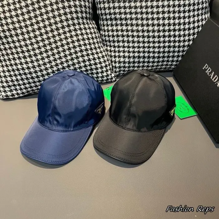 Prada Re Nylon Triangle Logo Baseball Cap In 2 Colors