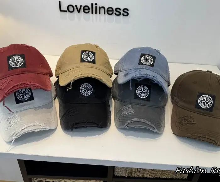 Stone Island Heavy Distressed Square Compass Patch Baseball Caps In Different Colors