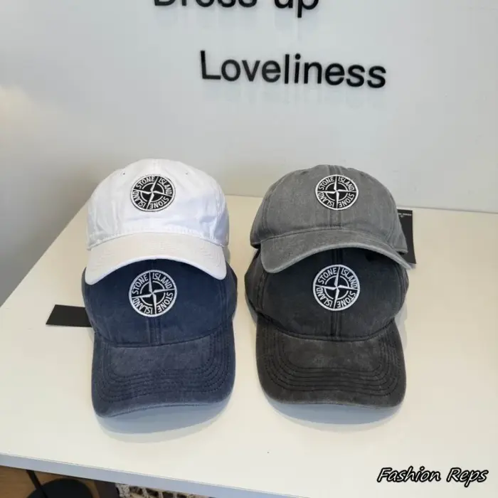 Stone Island Washed Cotton Canvas Compass Logo Baseball Caps In Multiple Colors