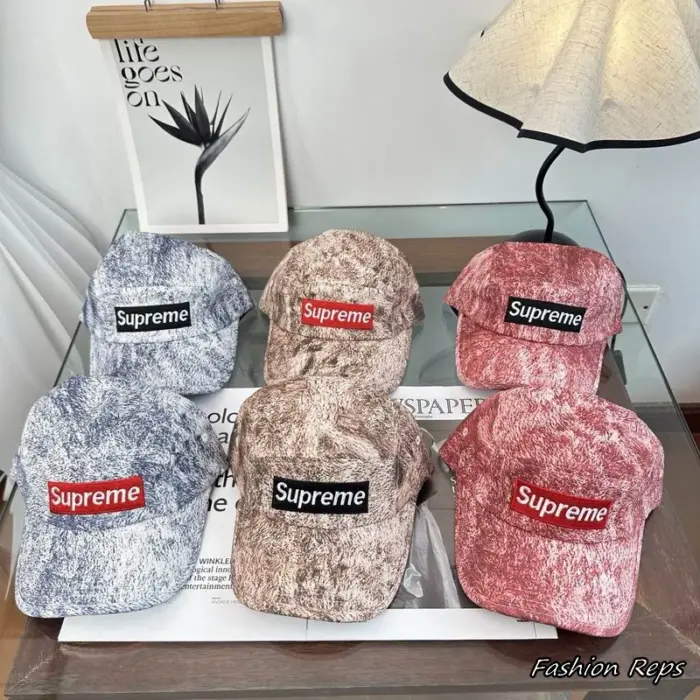 Supreme Marble Effect Curved Brim Streetwear Caps In Multiple Colors
