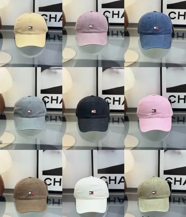 Tommy Hilfiger Washed Cotton Flag Logo Baseball Caps In Multiple Colors