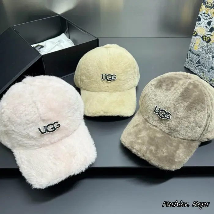 UGG Fleece Shearling Logo Baseball Caps In Multiple Colors