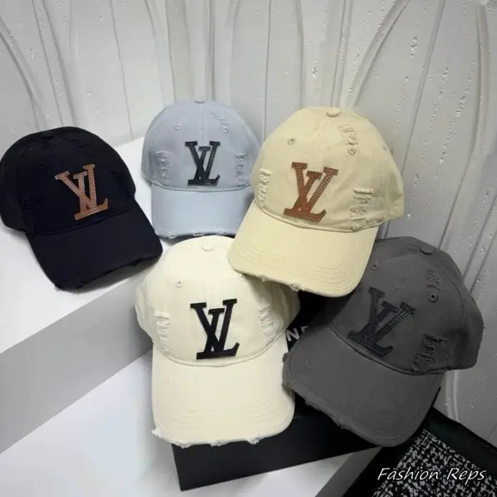 Louis Vuitton Distressed Denim LV Patch Baseball Cap In Different Colors