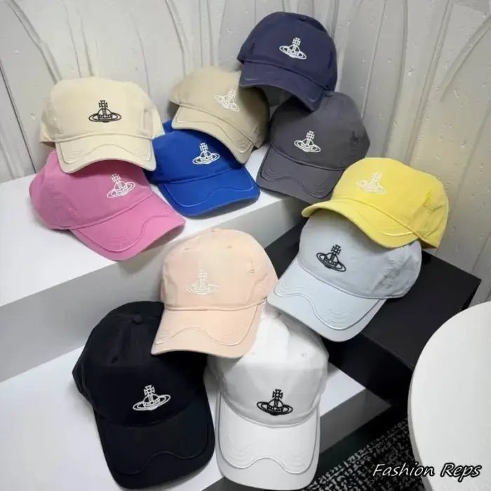 Vivienne Westwood Wave Stitched Brim Line Orb Baseball Caps In Different Colors