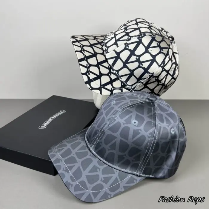 Valentino Garavani Toile Iconographe All Over Logo Baseball Caps In 2 Colors