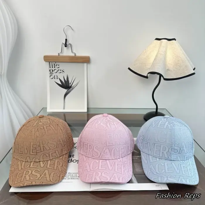 Versace All Over Logo Jacquard Baseball Caps In Multiple Colors