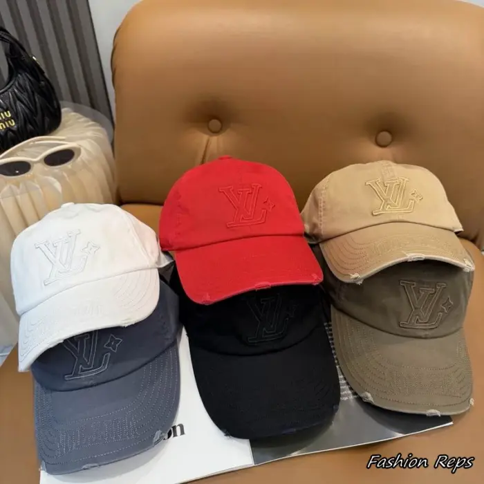 Louis Vuitton LV 3D Monogram Embroidered Distressed Baseball Caps In Multiple Colors