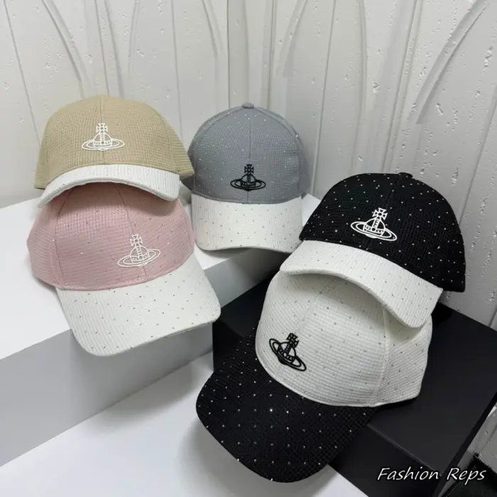 Vivienne Westwood Rhinestone Orb Embroidered Two Tone Baseball Caps In Multiple Colors