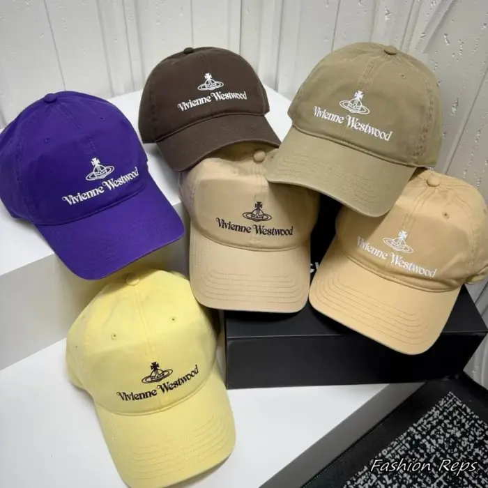 Vivienne Westwood Small Orb Typography Embroidered Caps In Different Colors
