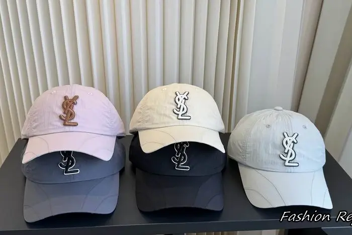 Saint Laurent YSL Rubberized Monogram Nylon Technical Baseball Caps In Multiple Colors