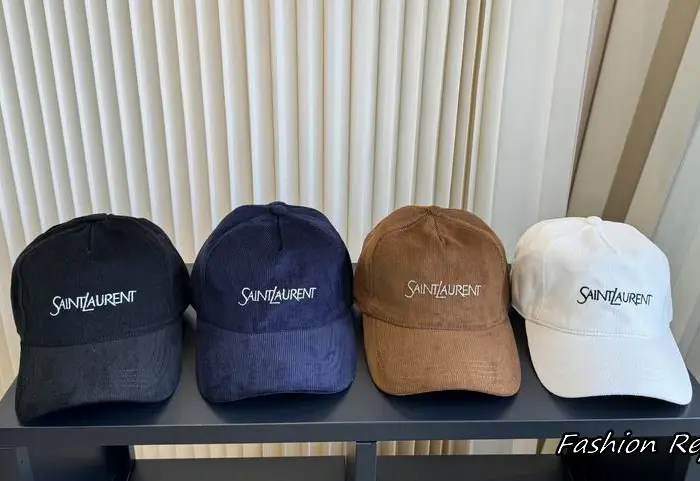 Saint Laurent Signature Script Embroidered Corduroy Baseball Caps In Multiple Colors