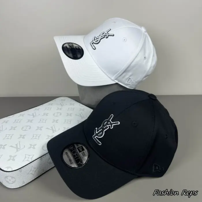 Saint Laurent x New Era YSL Monogram 9FORTY Adjustable Baseball Caps In 2 Colors
